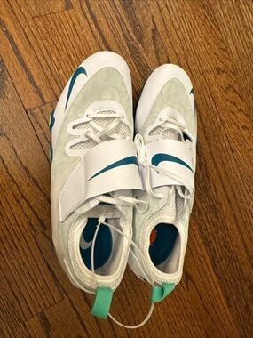 Nike Men Running Shoes White Teal Strap Sneakers Size 11